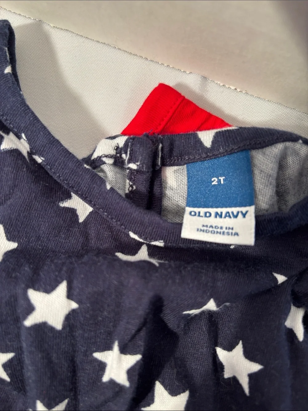 Old Navy Red and Navy Star-Print Kids One-Piece Romper